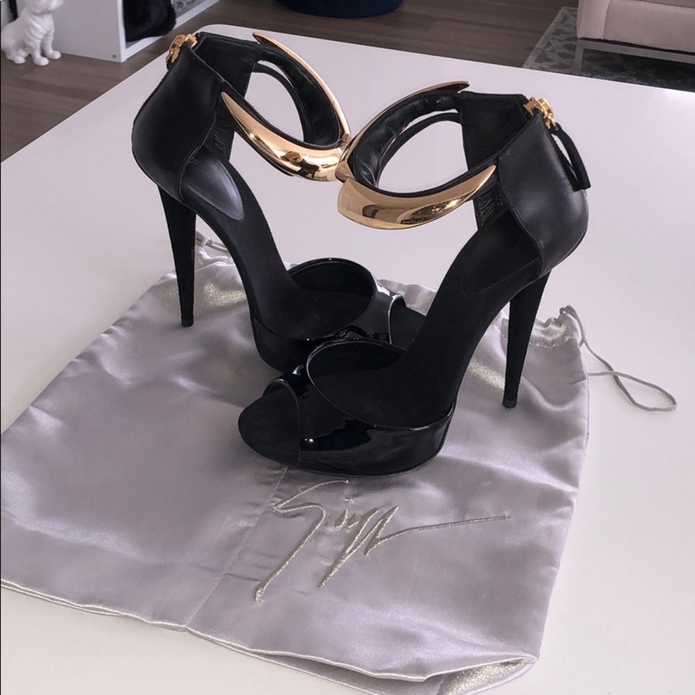 COPY - Giuseppe Zanotti black and gold ankle strap heels